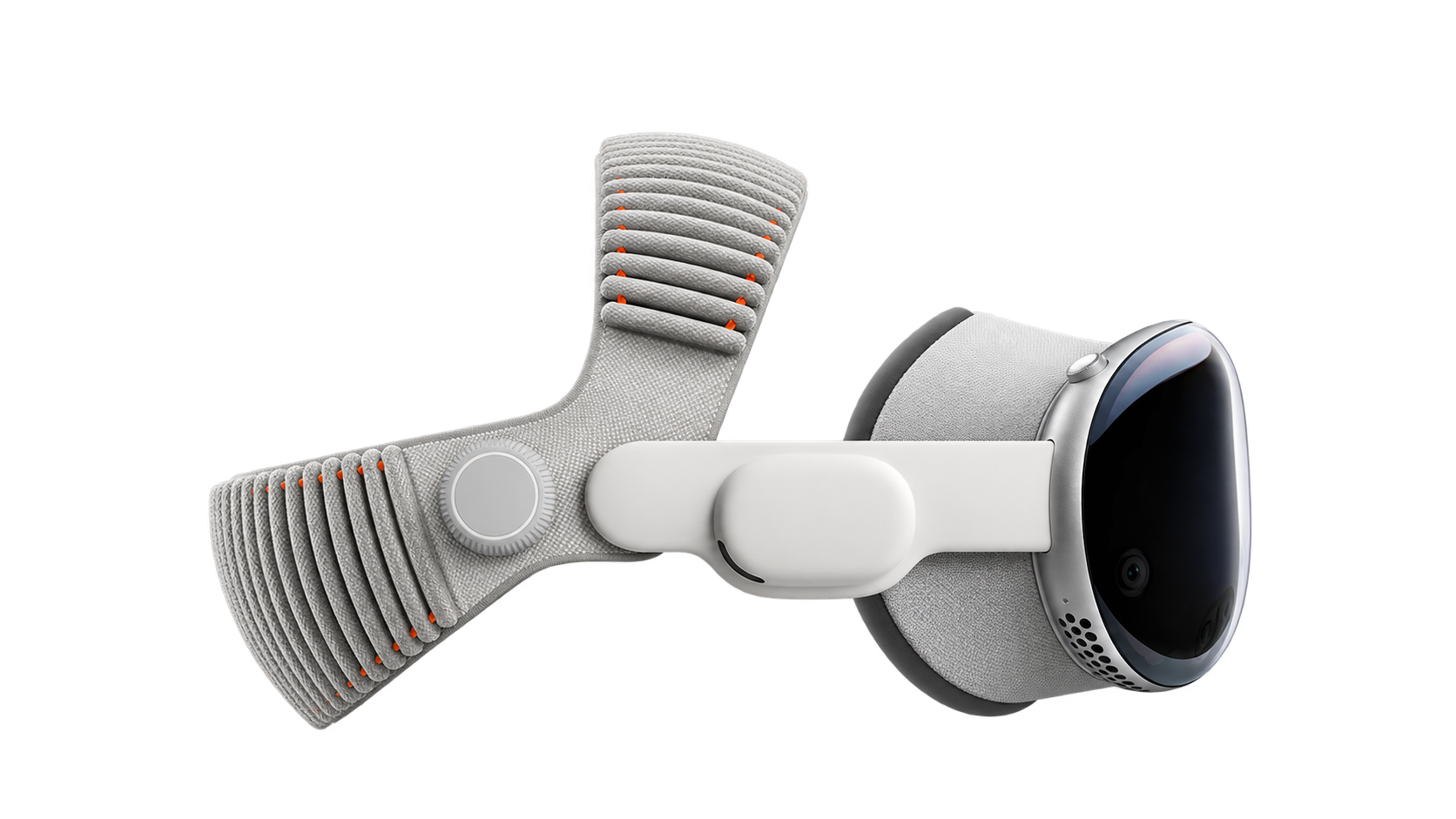 Apple Vision Pro mit Dual Knit Band · Seitenansicht