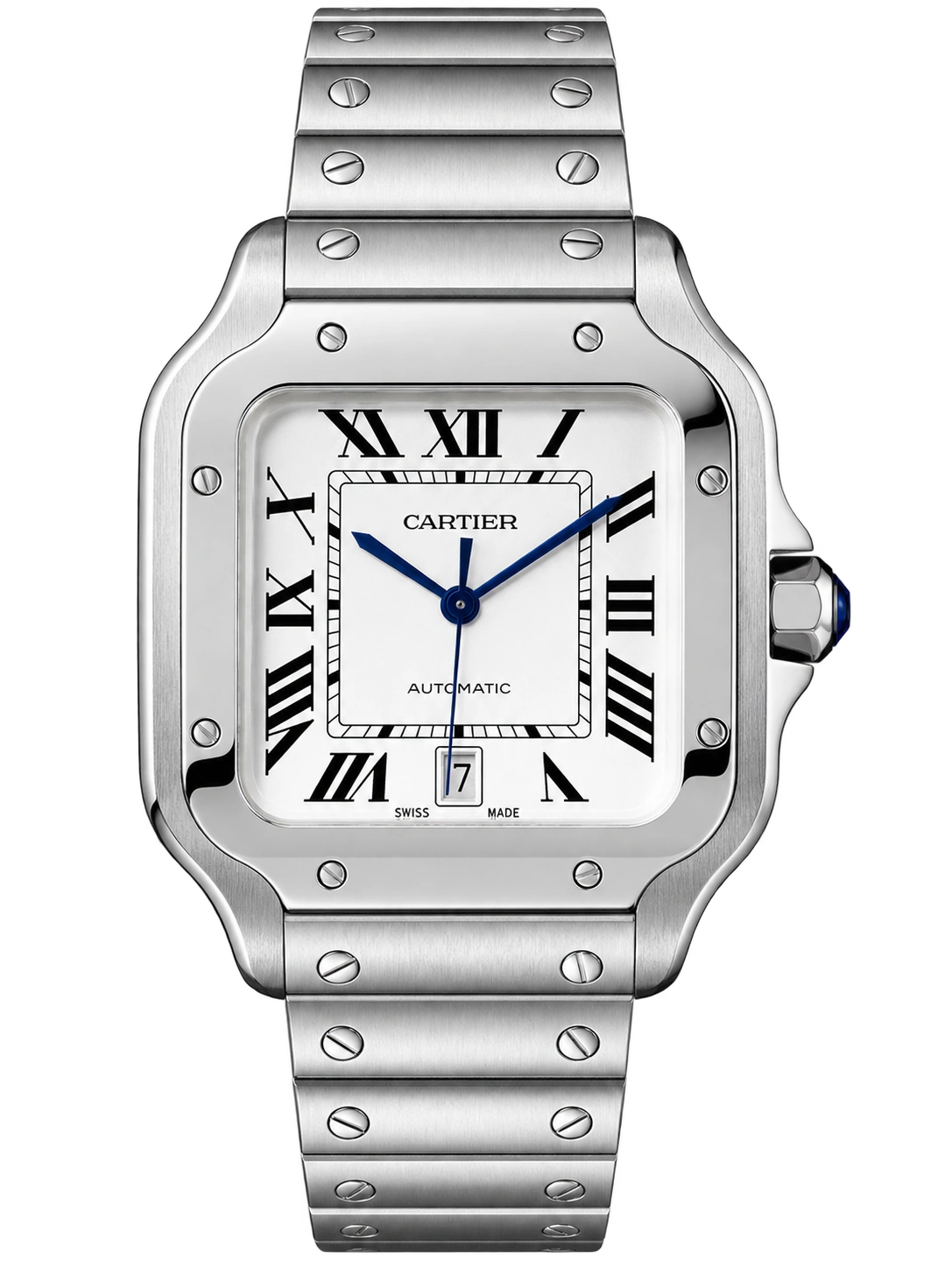 Cartier Santos de Cartier · Ref. WSSA0018 · Silbernes Zifferblatt · Stahlband